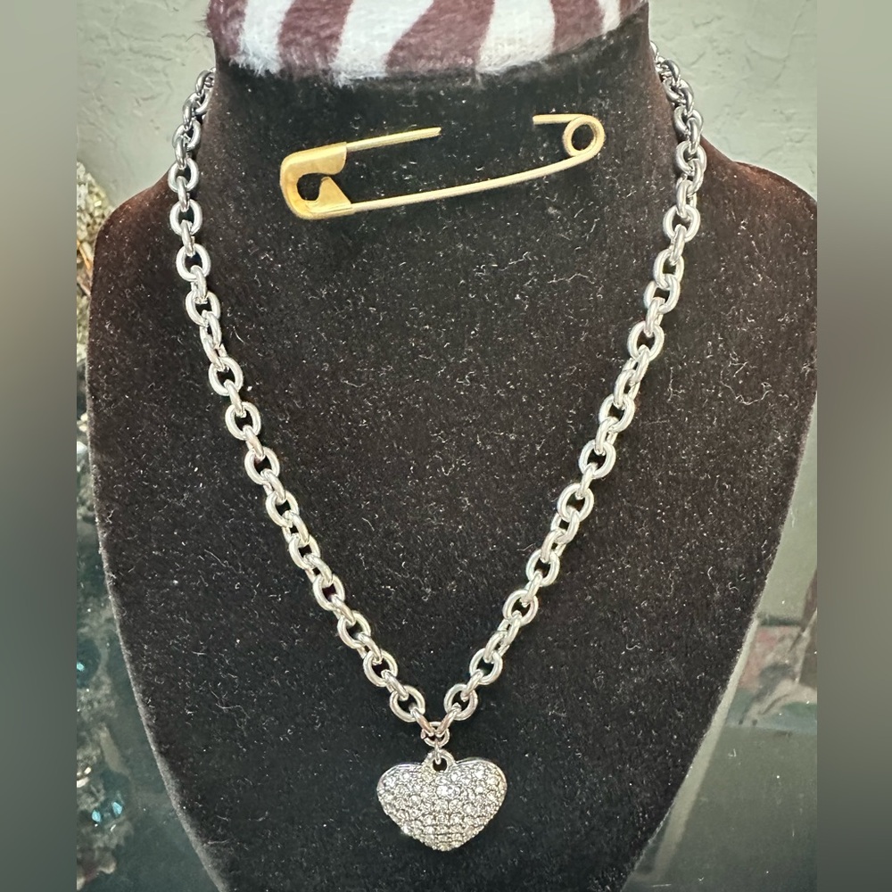 Guess Silver Heart Pendant Necklace